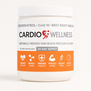 Container of Cardio Wellness supplement for heart and blood pressure support.
