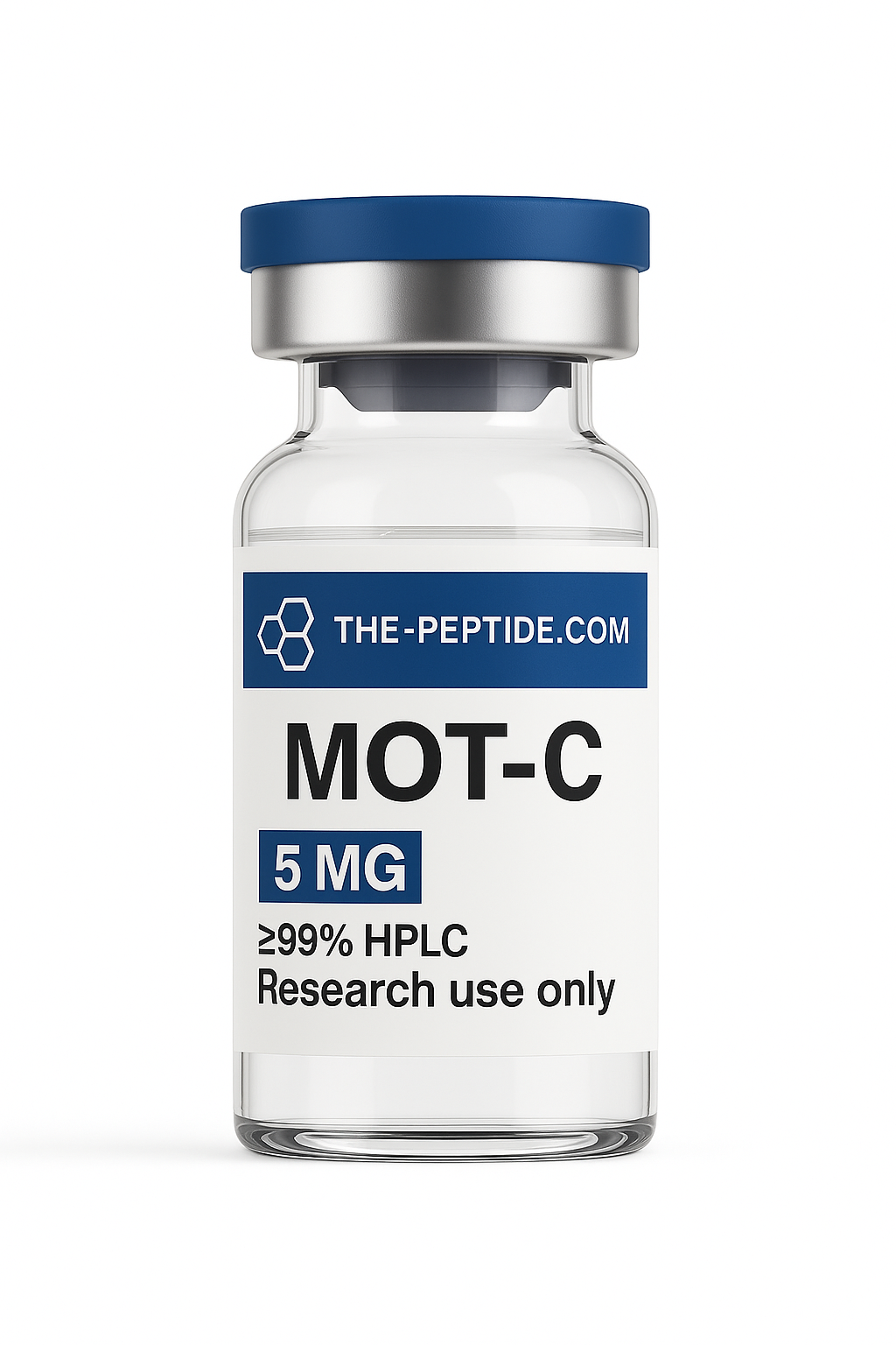 Vial of MOT-C peptide, 5 mg, for research use only.