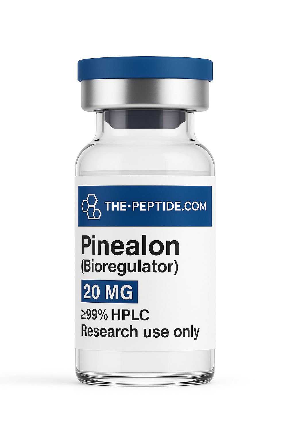 Vial of Pinealon bioregulator, 20 mg, for research use only.