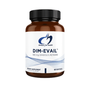 Bottle of DIM-EVAIL dietary supplement with 120 capsules.