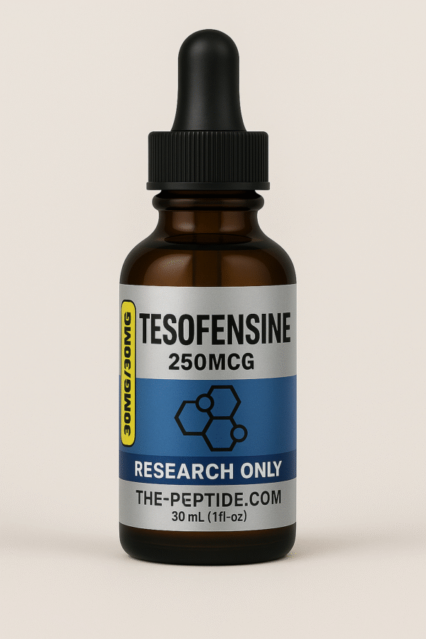 Bottle of Tesofensine 250mcg for research use only.